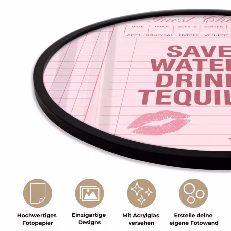 Humor - Drank - Tekst - Roze Fotolijst rond zonder passe partout klein -closeup_DE