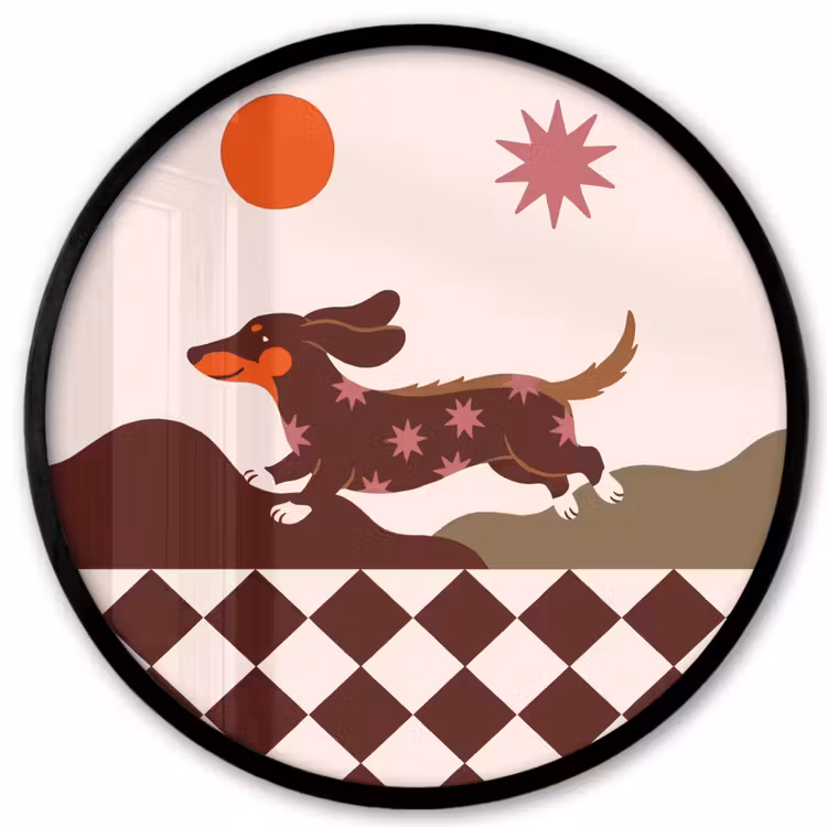 Hond - Abstract - Dieren - Modern - Bruin Fotolijst rond zonder passe partout klein -3d