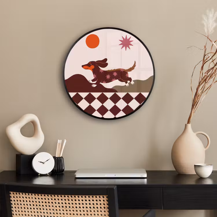 Hond - Abstract - Dieren - Modern - Bruin Fotolijst rond zonder passe partout klein -sfeer1