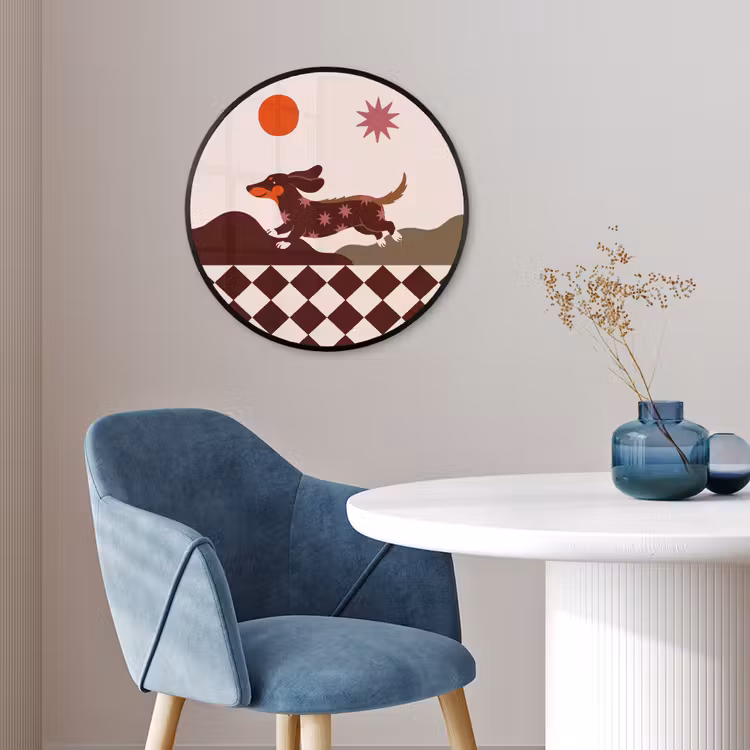 Hond - Abstract - Dieren - Modern - Bruin Fotolijst rond zonder passe partout klein -sfeer2
