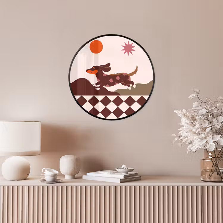 Hond - Abstract - Dieren - Modern - Bruin Fotolijst rond zonder passe partout klein -sfeer3