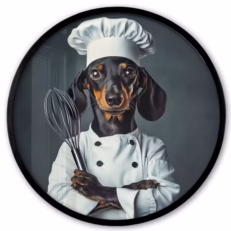 Hond - Garde - Kok Fotolijst rond zonder passe partout klein -3d