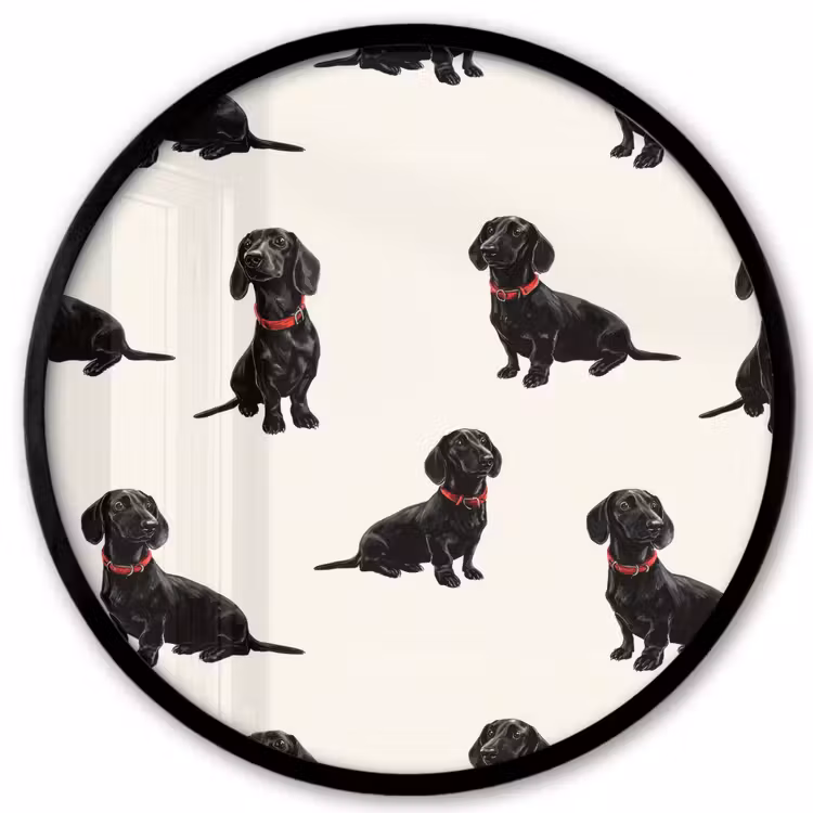 Hond - Patroon - Zwart Fotolijst rond zonder passe partout klein 856 -3d