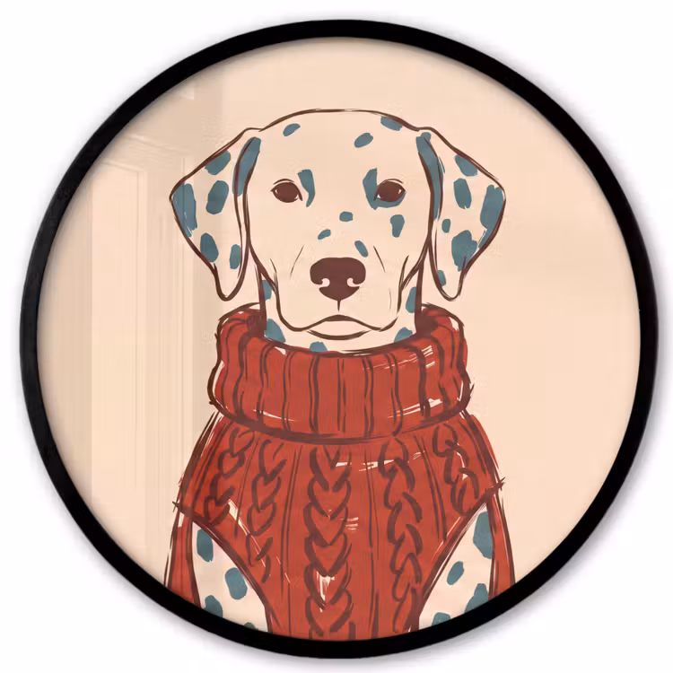 Hond - Trui - Winter - Dieren - Rood Fotolijst rond zonder passe partout klein -3d