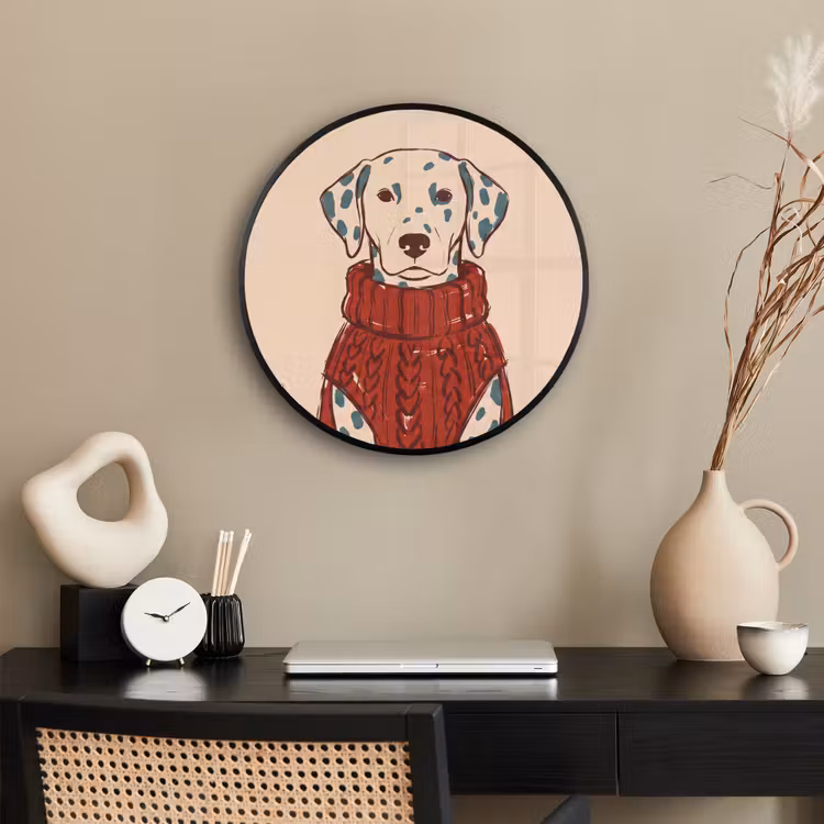 Hond - Trui - Winter - Dieren - Rood Fotolijst rond zonder passe partout klein -sfeer1