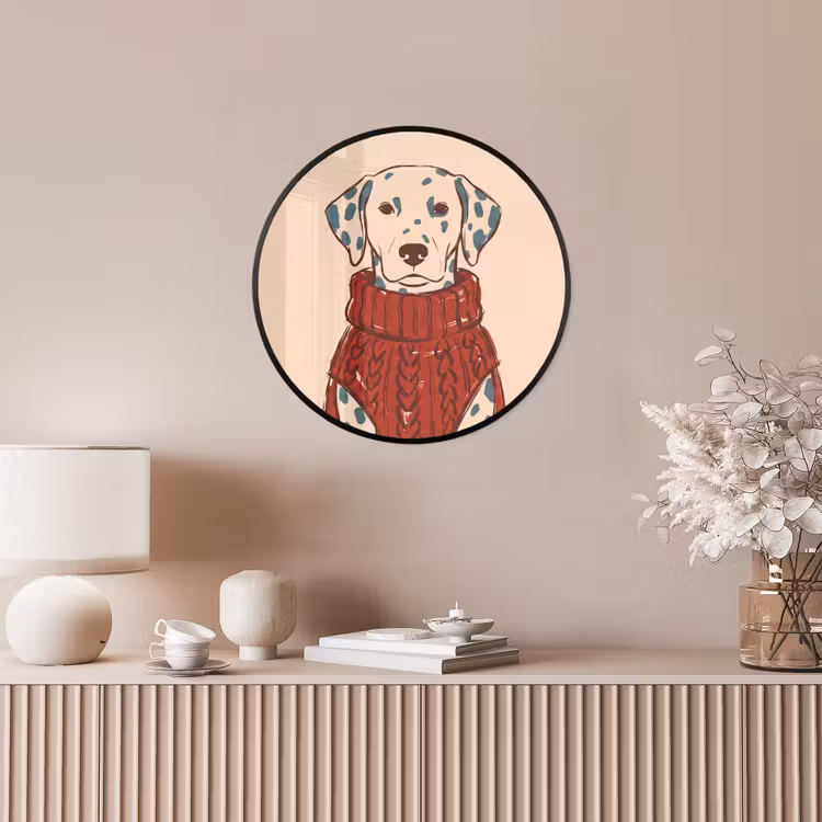 Hond - Trui - Winter - Dieren - Rood Fotolijst rond zonder passe partout klein -sfeer3