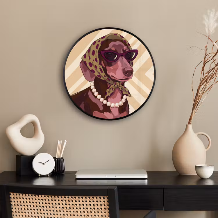 Hond - Zonnebril - Hoofddoek - Dieren - Modern Fotolijst rond zonder passe partout klein -sfeer1