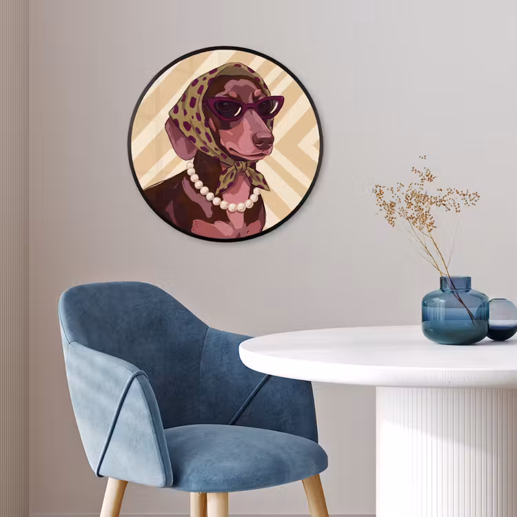 Hond - Zonnebril - Hoofddoek - Dieren - Modern Fotolijst rond zonder passe partout klein -sfeer2
