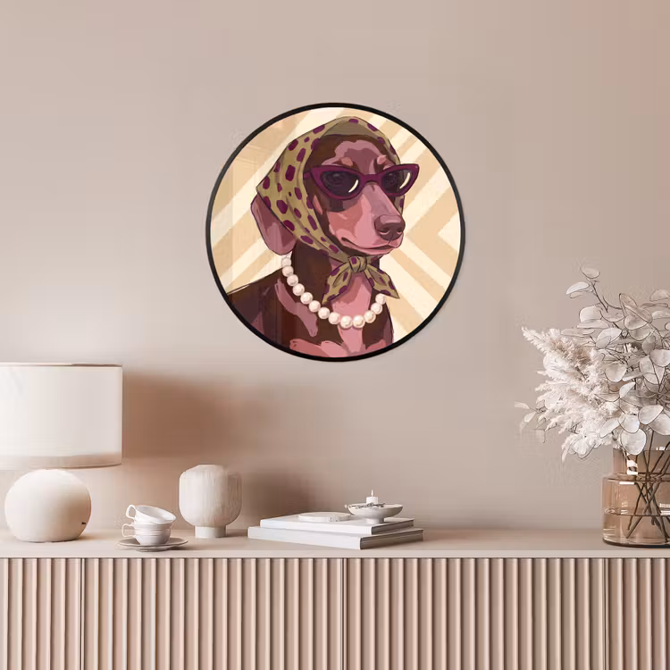 Hond - Zonnebril - Hoofddoek - Dieren - Modern Fotolijst rond zonder passe partout klein -sfeer3