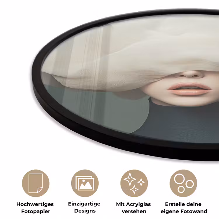Hoed - Vrouw - Beige Fotolijst rond zonder passe partout klein -closeup_DE