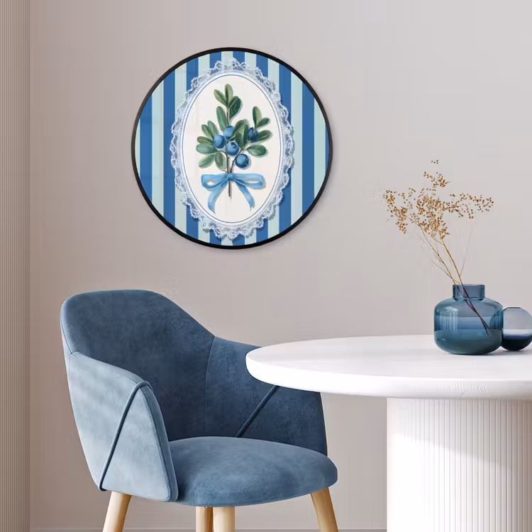 Illustratie - Bessen - Blauw - Strepen Fotolijst rond zonder passe partout klein -sfeer2