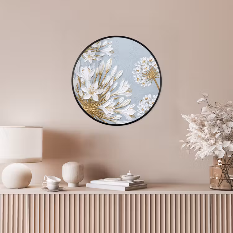 Illustratie - Bloemen - Blauw Fotolijst rond zonder passe partout klein -sfeer3