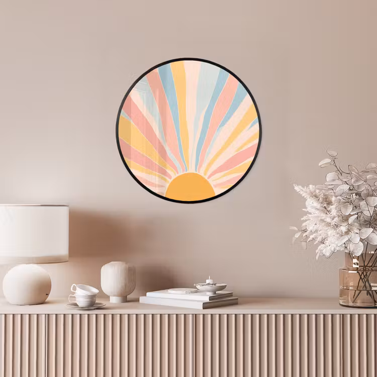 Illustratie - Zon - Pastelkleuren Fotolijst rond zonder passe partout klein -sfeer3