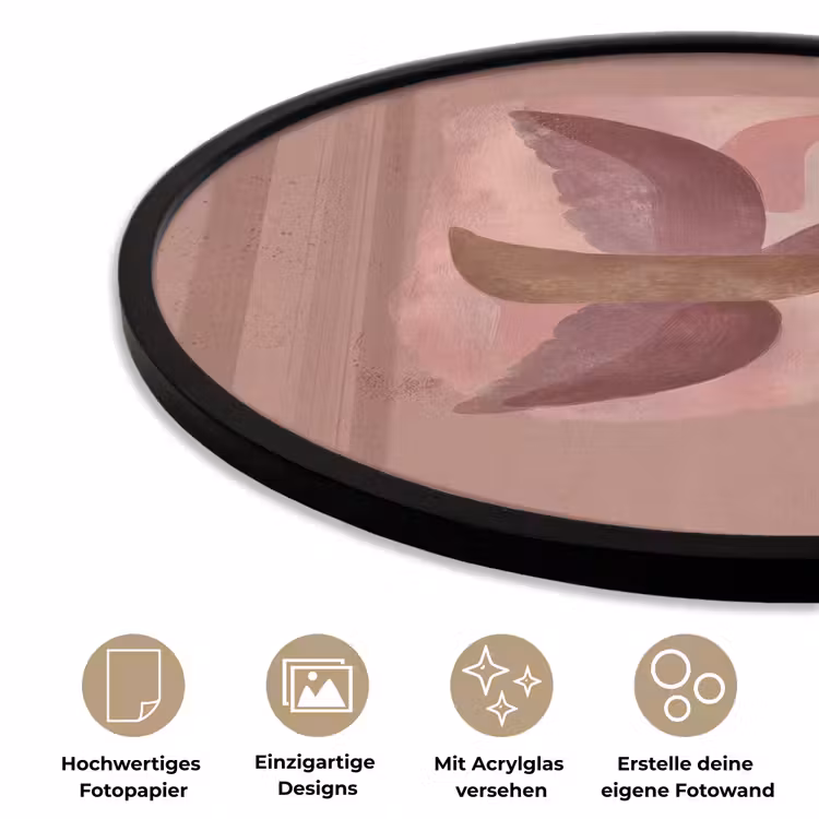 Illustratie - Vogels - Abstract - Roze Fotolijst rond zonder passe partout klein -closeup_DE