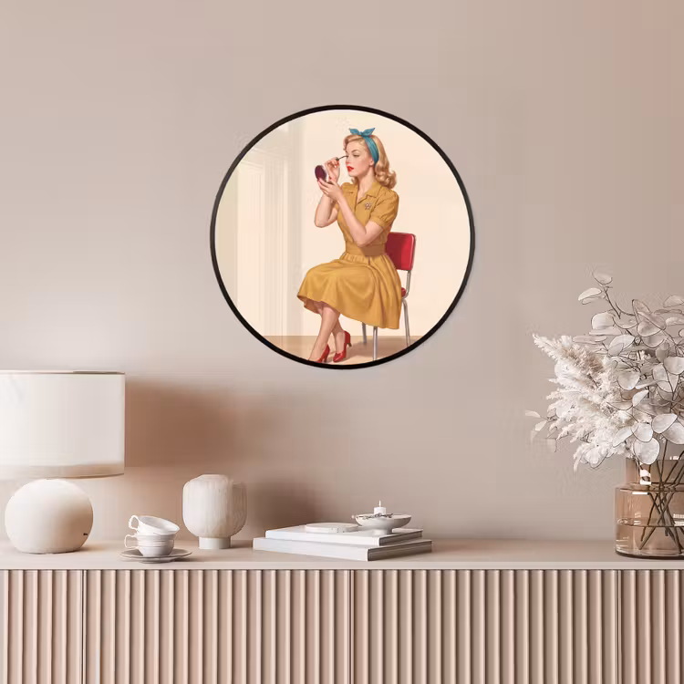 Illustratie - Mascara - Vrouw - Geel Fotolijst rond zonder passe partout klein -sfeer3