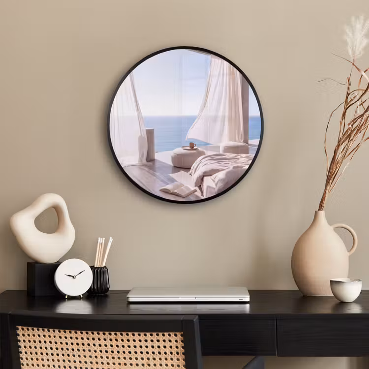 Interieur - Zeezicht - Modern - Rust - Beige Fotolijst rond zonder passe partout klein -sfeer1