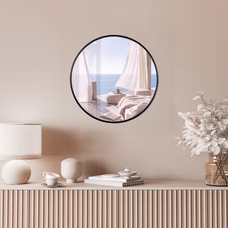 Interieur - Zeezicht - Modern - Rust - Beige Fotolijst rond zonder passe partout klein -sfeer3