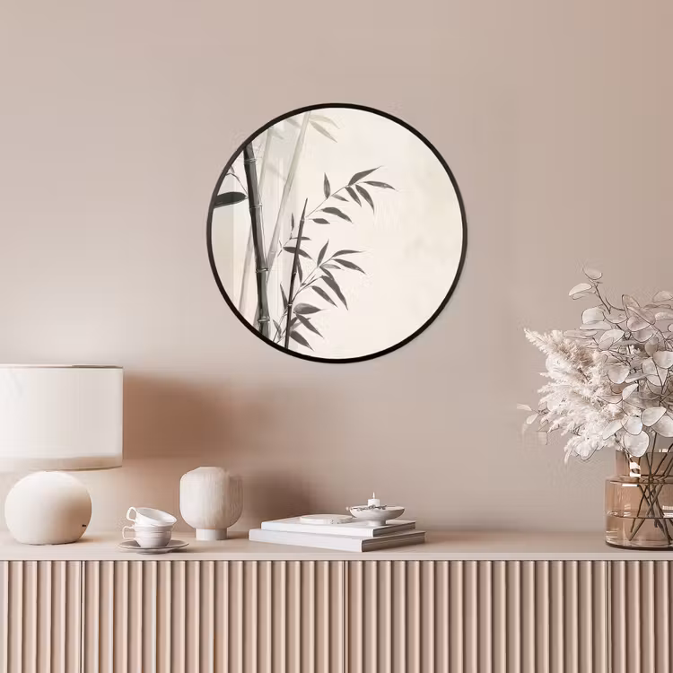 Japandi - Bamboe - Beige Fotolijst rond zonder passe partout klein -sfeer3