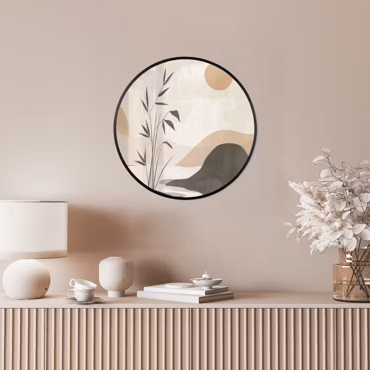 Japandi - Landschap - Beige Fotolijst rond zonder passe partout klein -sfeer3