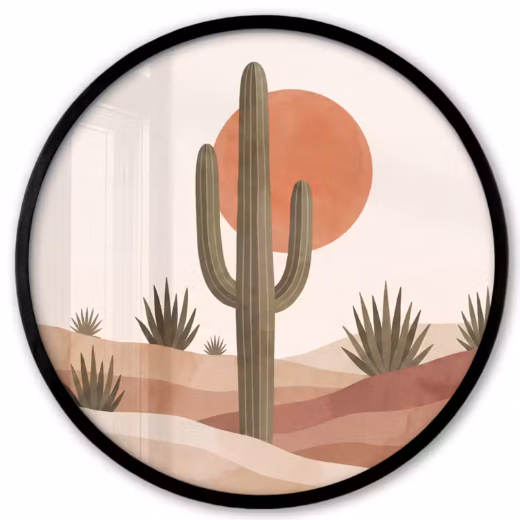Cactus - Duinen - Modern - Landschap - Groen Fotolijst rond zonder passe partout klein -3d