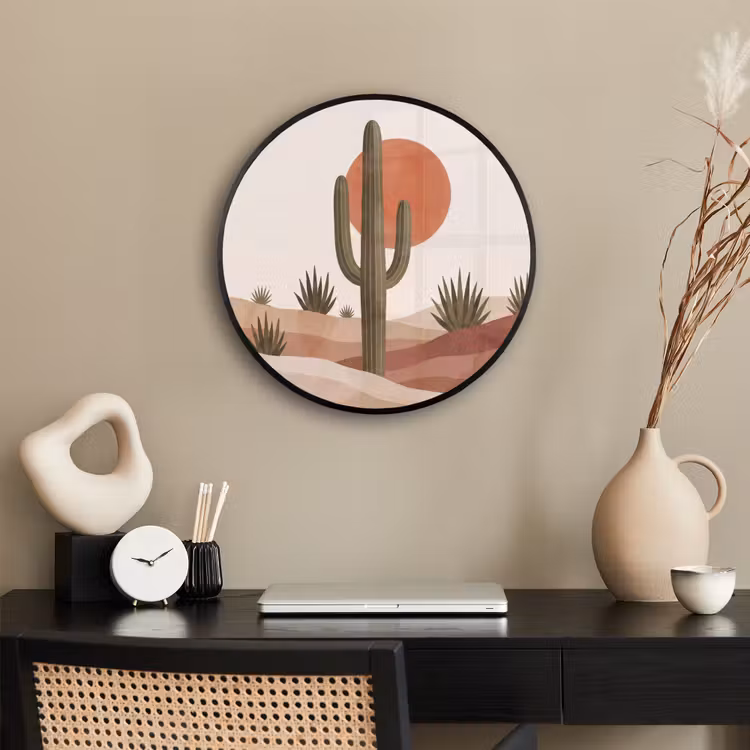 Cactus - Duinen - Modern - Landschap - Groen Fotolijst rond zonder passe partout klein -sfeer1