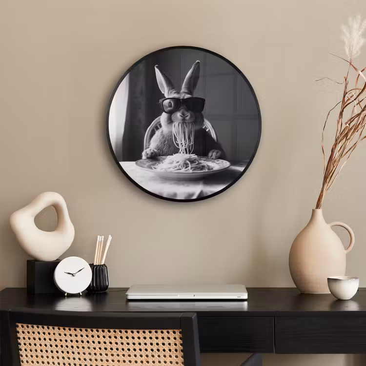 Konijn - Bunny - Zonnebril - Tafelkleed - Pasta - Schattig Fotolijst rond zonder passe partout klein -sfeer1
