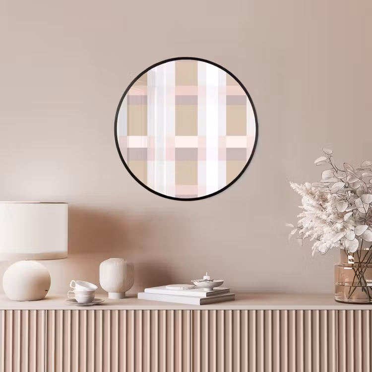 Ruitpatroon - Aardetinten - Minimalistisch Fotolijst rond zonder passe partout klein 856 -sfeer3