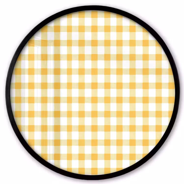 Ruit - Gingham - Klassiek - Geel en Wit Fotolijst rond zonder passe partout klein 856 -3d