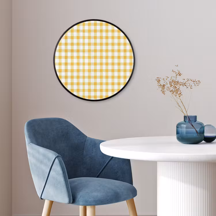 Ruit - Gingham - Klassiek - Geel en Wit Fotolijst rond zonder passe partout klein 856 -sfeer2