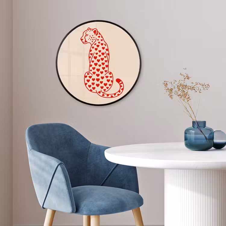 Kat - Harten - Dieren - Modern - Rood Fotolijst rond zonder passe partout klein -sfeer2