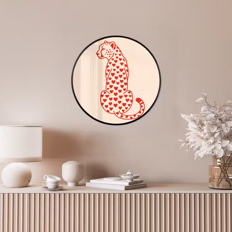 Kat - Harten - Dieren - Modern - Rood Fotolijst rond zonder passe partout klein -sfeer3
