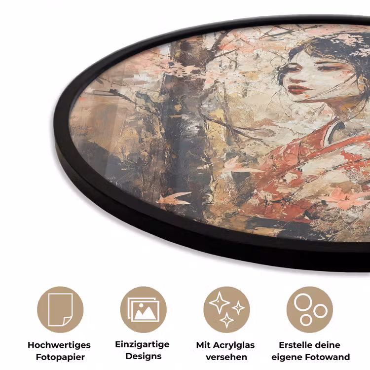 Kimono - Vrouw - kersenbomen Fotolijst rond zonder passe partout klein -closeup_DE