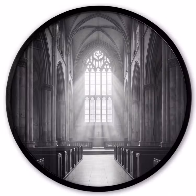 Kerk - Interieur - Lichtstralen - Architectuur - Klassiek Fotolijst rond zonder passe partout klein -3d