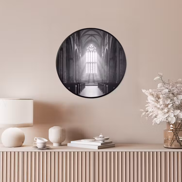 Kerk - Interieur - Lichtstralen - Architectuur - Klassiek Fotolijst rond zonder passe partout klein -sfeer3