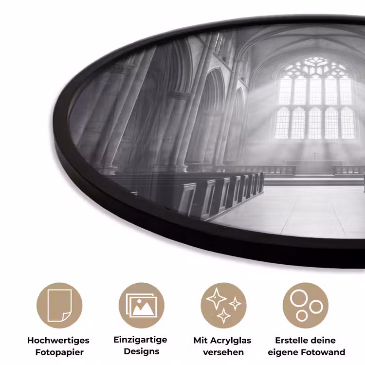 Kerk - Interieur - Lichtstralen - Architectuur - Klassiek Fotolijst rond zonder passe partout klein -closeup_DE