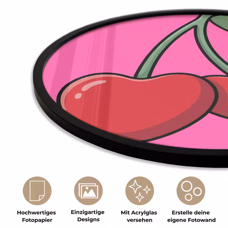 Kers - Roze - Fruit Fotolijst rond zonder passe partout klein -closeup_DE