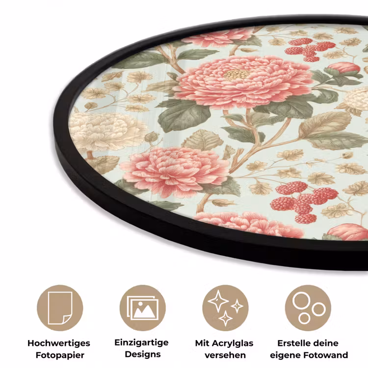 Klassiek - Botanisch - Veelkleurig Fotolijst rond zonder passe partout klein 856 -closeup_DE