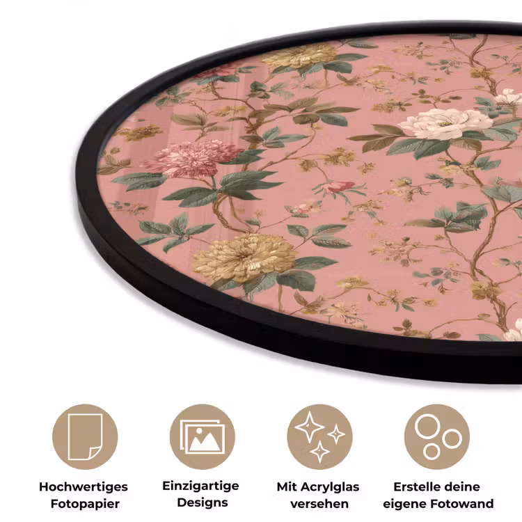 Klassiek - Botanisch - Roze Fotolijst rond zonder passe partout klein 856 -closeup_DE