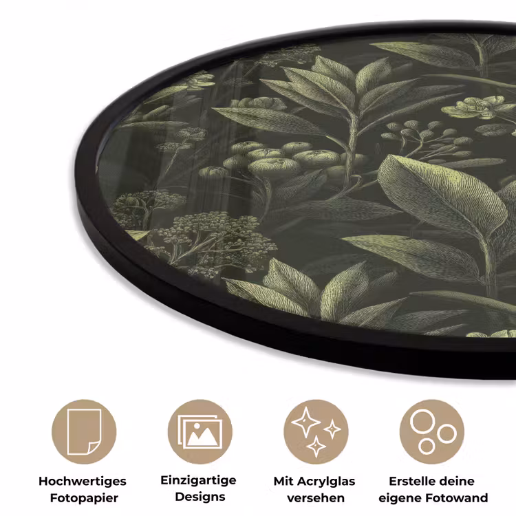 Klassiek - Donker - Botanisch - Planten Fotolijst rond zonder passe partout klein 856 -closeup_DE