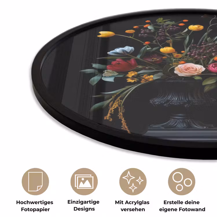Klassiek - Vaas - Boeket - Bloemen Fotolijst rond zonder passe partout klein -closeup_DE