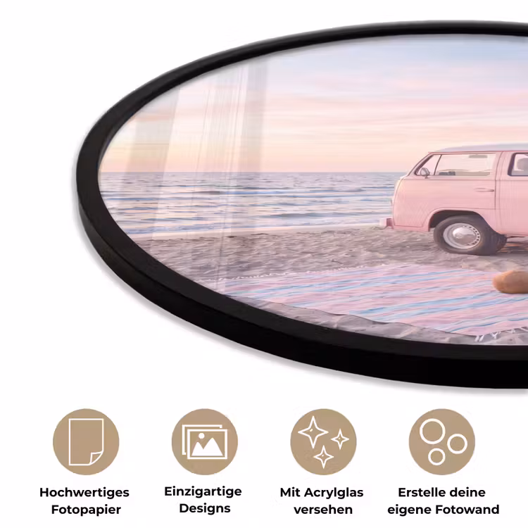 Busje - Strand - Surfplank - Zomer - Roze Fotolijst rond zonder passe partout klein -closeup_DE