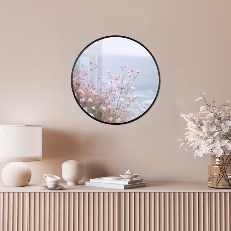 Klif - Bloemen - Zee - Roze Fotolijst rond zonder passe partout klein -sfeer3