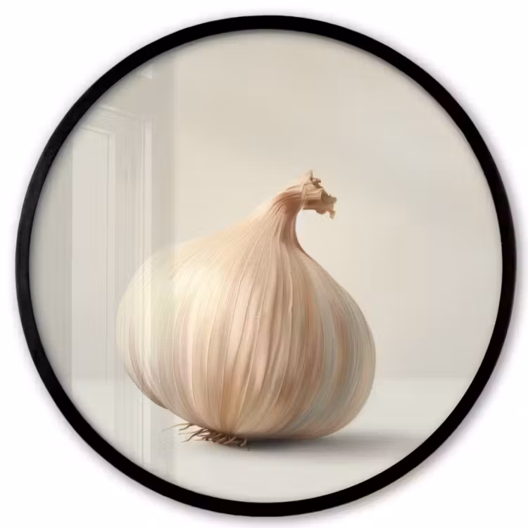 Knoflook - Natuurlijk - Beige Fotolijst rond zonder passe partout klein -3d