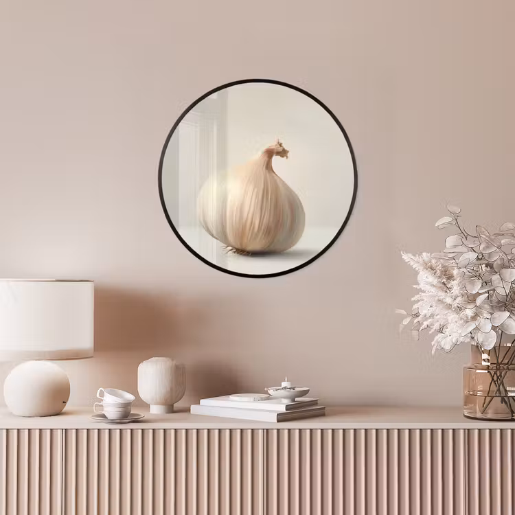 Knoflook - Natuurlijk - Beige Fotolijst rond zonder passe partout klein -sfeer3
