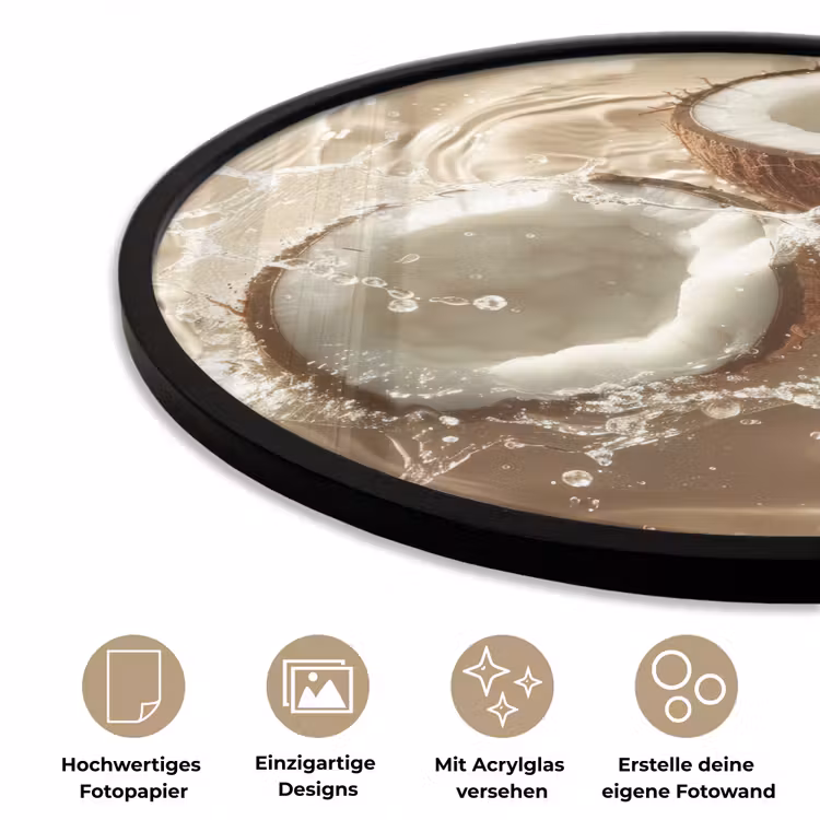 Kokosnoot - Water - Beige - Spetters Fotolijst rond zonder passe partout klein -closeup_DE