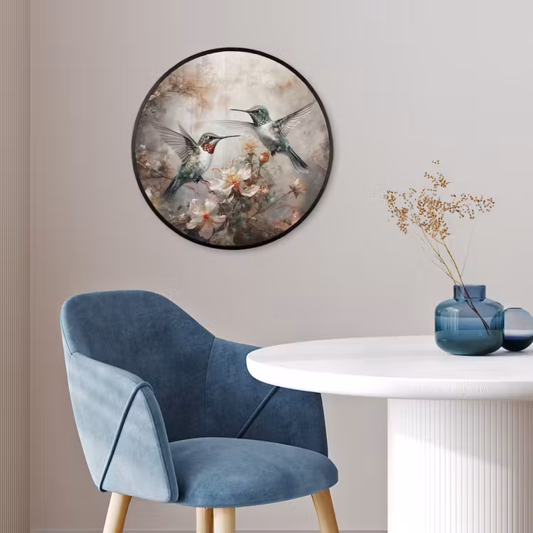 Kolibrie - Vogels - Bloemen - Planten Fotolijst rond zonder passe partout klein -sfeer2