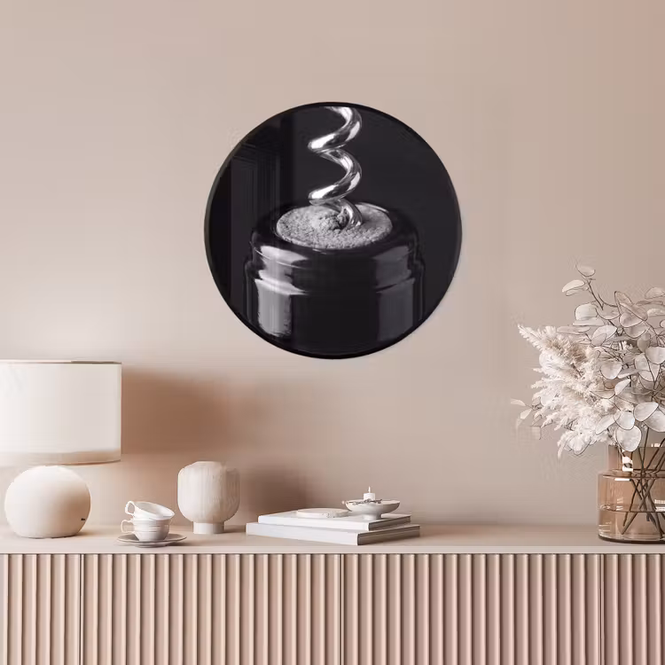 Kurkentrekker - Wijn - Zwart - Wit Fotolijst rond zonder passe partout klein -sfeer3