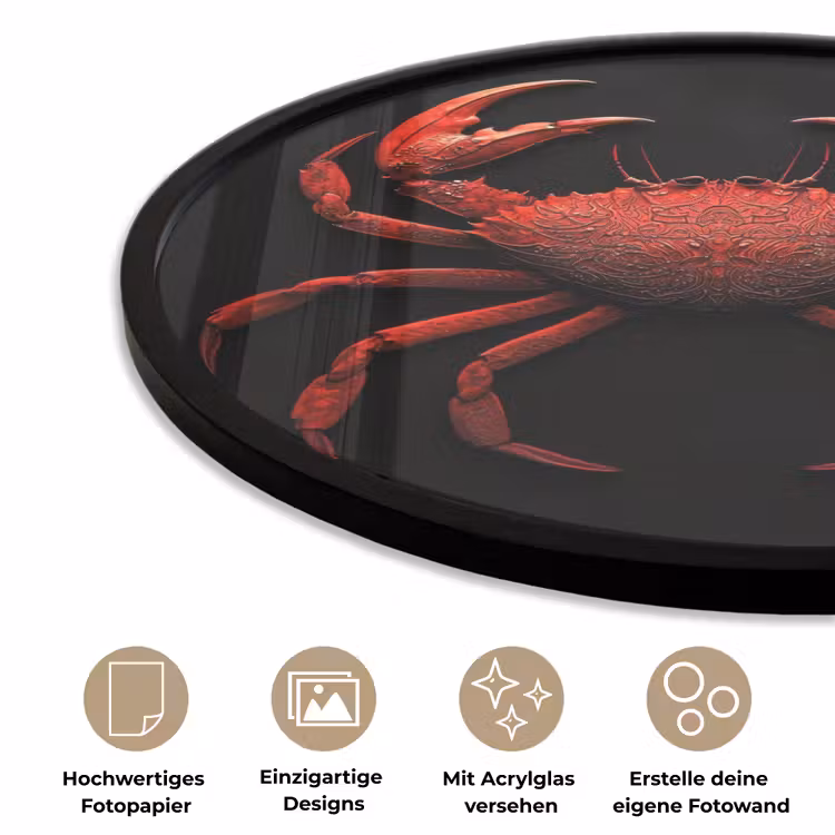 Krab - Rood - Vissen - Schaaldieren Fotolijst rond zonder passe partout klein -closeup_DE