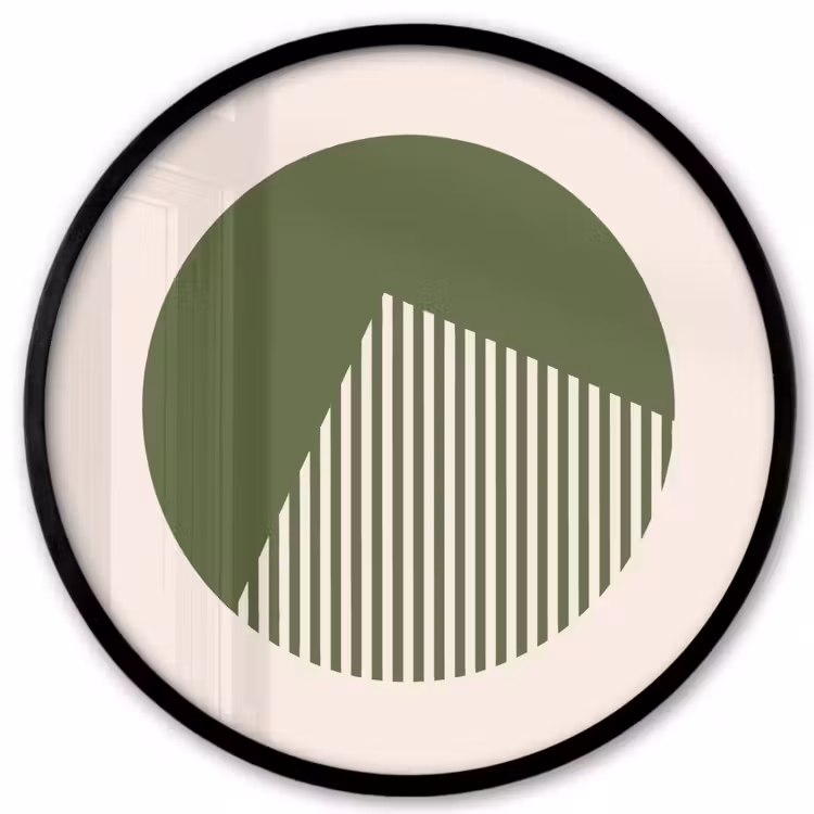Cirkel - Strepen - Geometrisch - Abstract - Groen Fotolijst rond zonder passe partout klein -3d