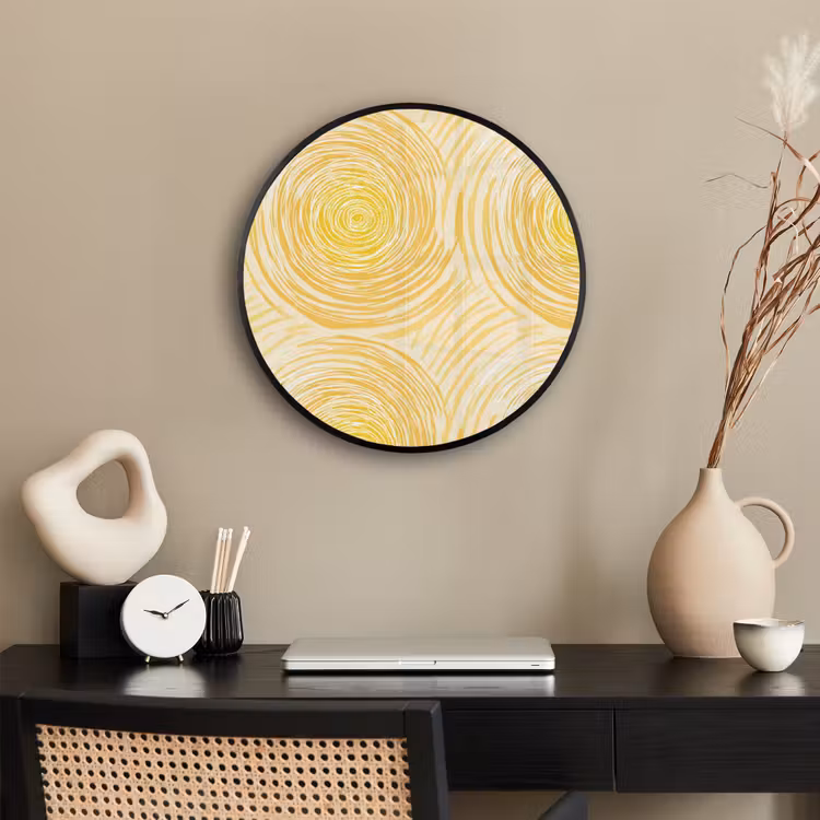 Cirkels - Abstract - Artistiek - Geel Fotolijst rond zonder passe partout klein 856 -sfeer1
